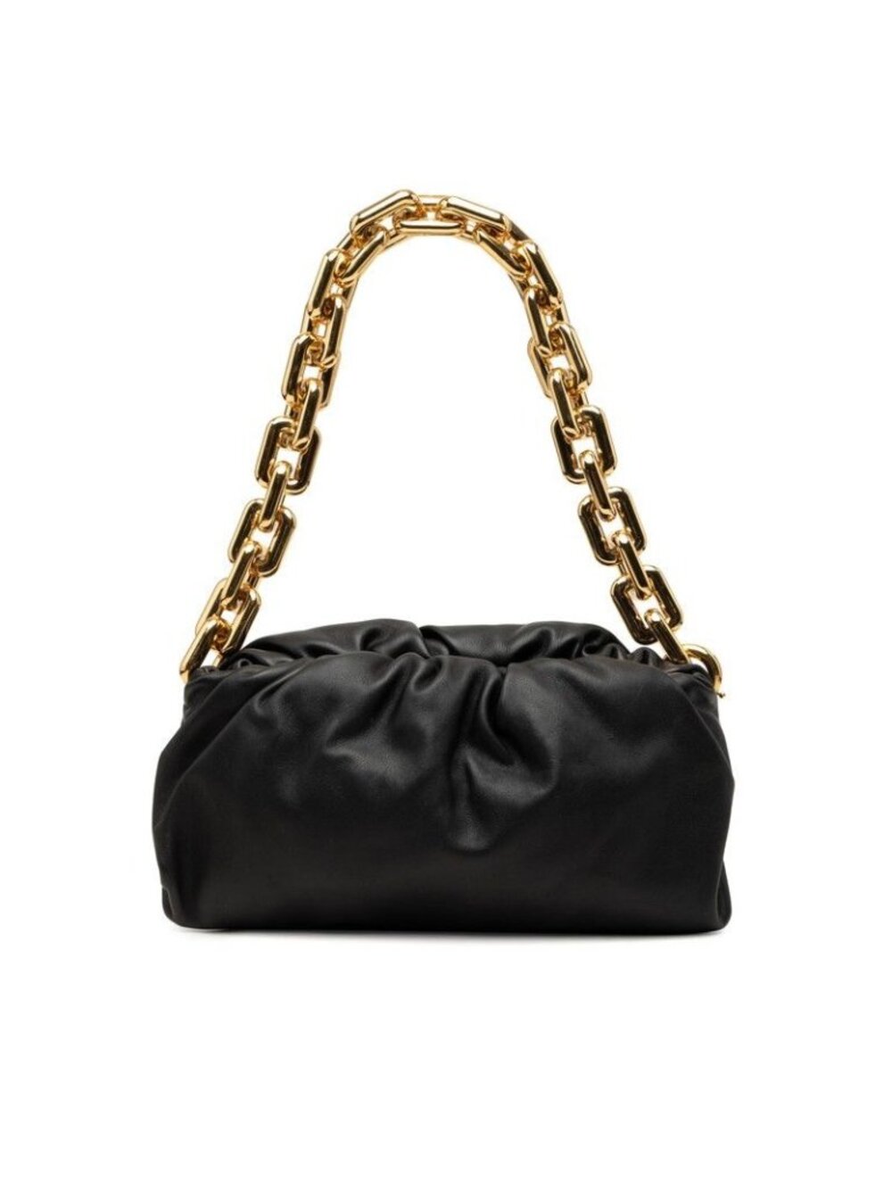 Bottega Veneta the Chain Pouch Handbag Shoulder Black Gold Leather